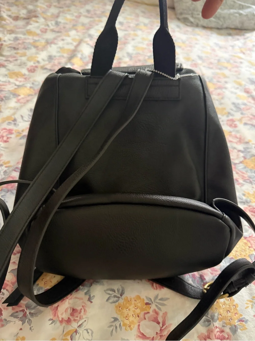 Universal Thread Black Faux Leather Drawstring Backpack